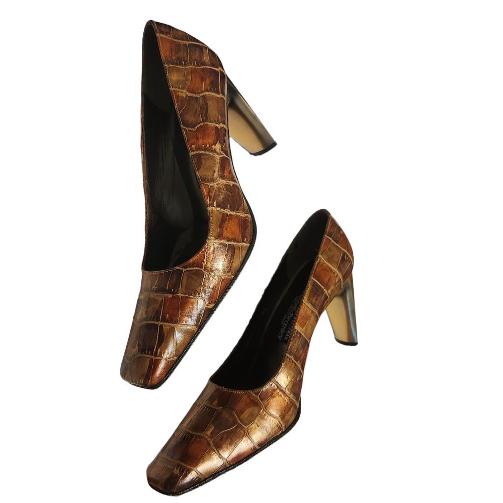 Stuart Weitzman Brown Tortoise Shell Leather Pump - image 1